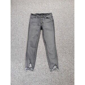 27 Flying Monkey High Rise Ankle Skinny Exposed Buttonfly Crop Fray Hem